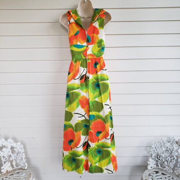 Vintage 70s Miss Donna Hawaiian style maxi dress cotton - Picture 3 of 9